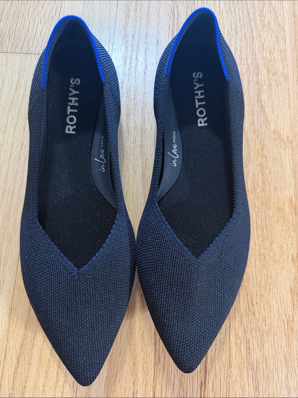 Rothy's Black the Point II Flats Sz 7 WIDE
